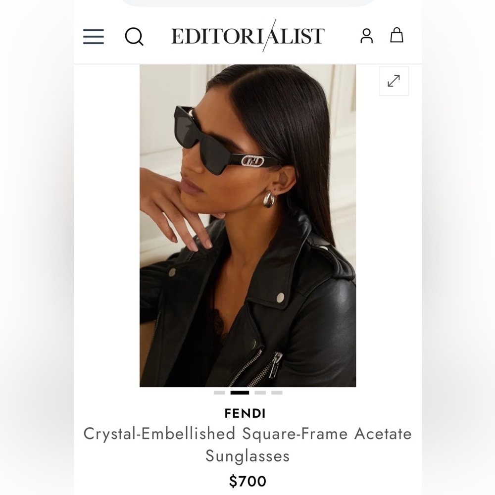 NWT FENDI 40081 EMBELLISHED O’LOCK LOGO DETAILING BLACK FF TEMPLE SUNGLASSES - Picture 16 of 17